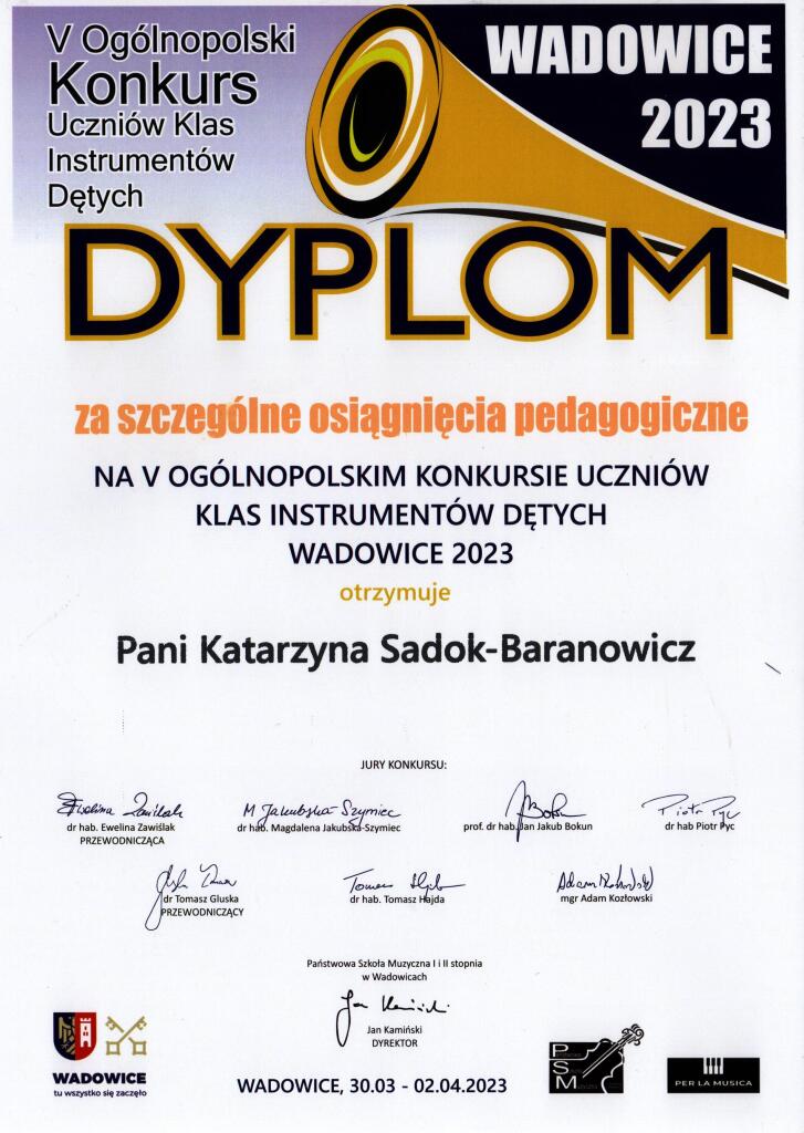 Dyplom Katarzyna Sadok